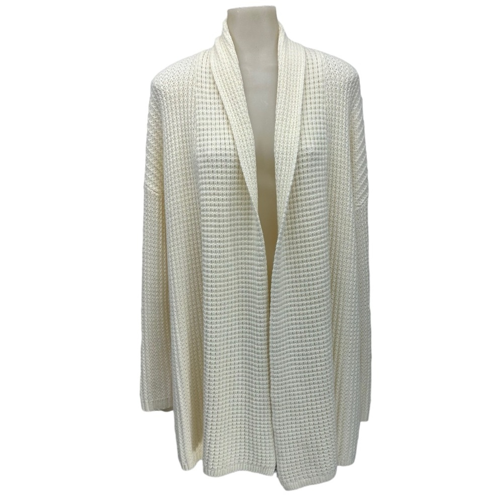Talbots Plus Sz 1X Cream Long Open Knit Sweater Lambs Wool Blend NWOT He…